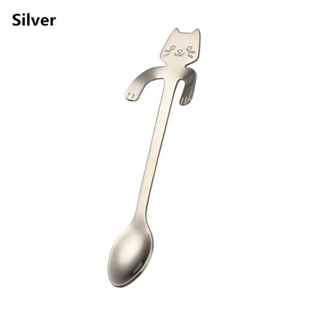 Cat Shape Stainless Steel Coffee Spoon Dessert Scoop Tea Mini Spoon