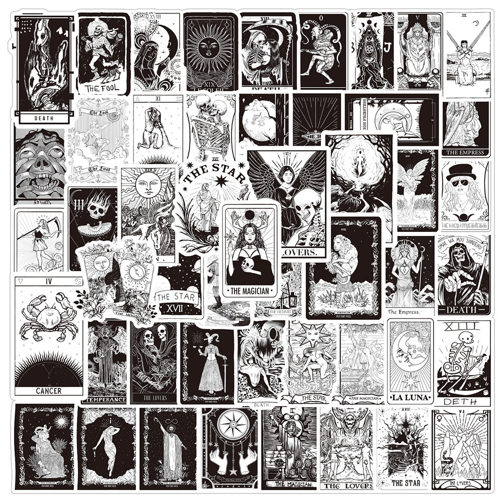 60pcs Tarot Witch Doodle Waterproof Stickers Pack