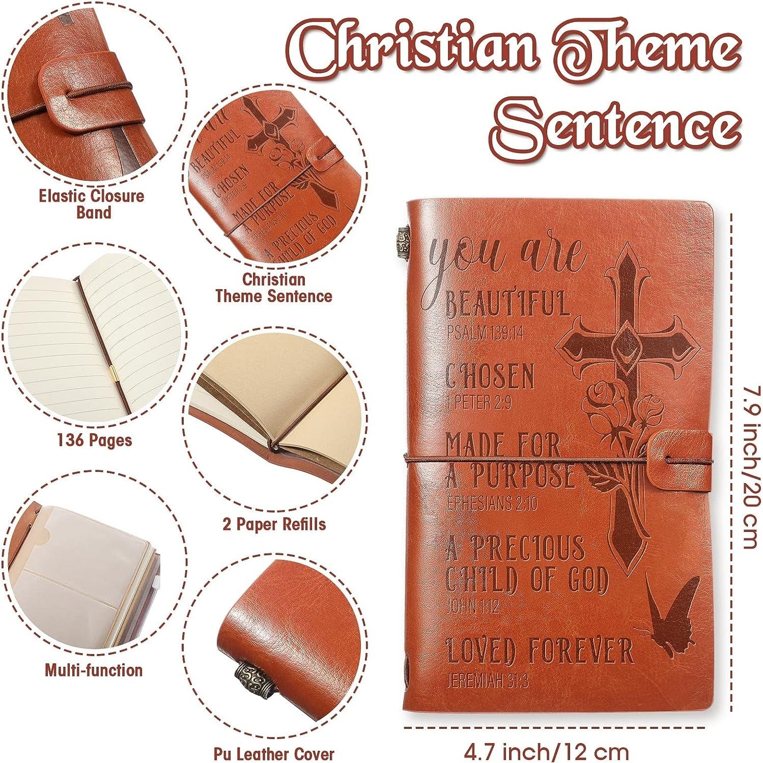 136 Sheets Vintage Faux Leather Sketch Book Journal Notebook For Sister