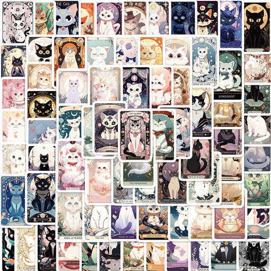 Cat Tarot Card Decorative Stickers - DIY Skateboards Guitars Water Cups Luggage