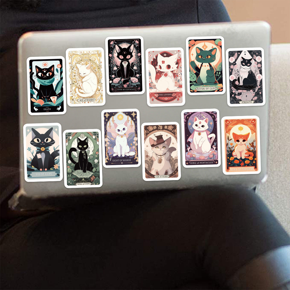 Cat Tarot Card Decorative Stickers - DIY Skateboards Guitars Water Cups Luggage