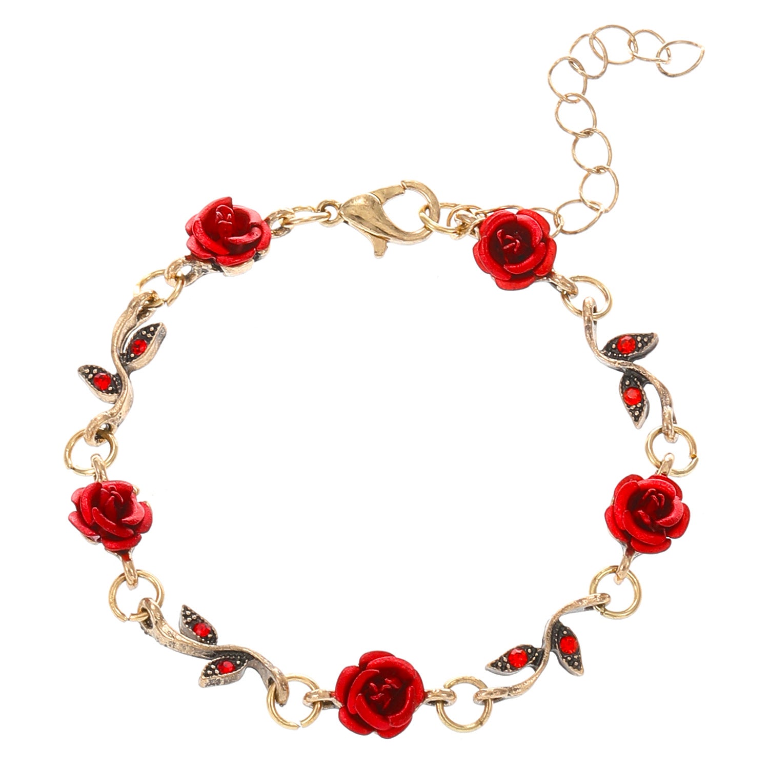 Vintage Rose Flower Bracelet Red Rose Necklace Bracelet