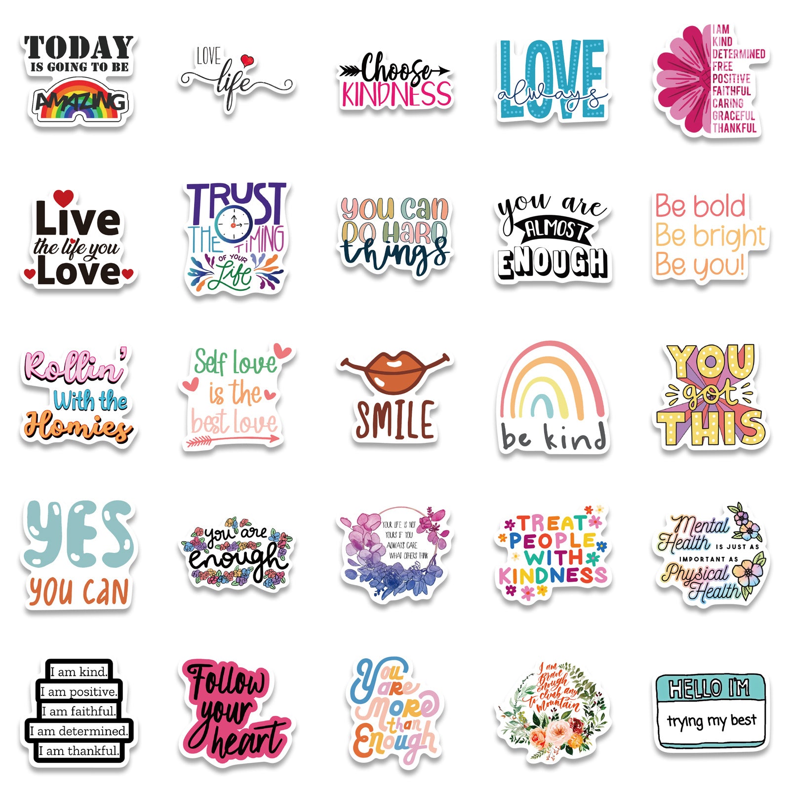52pcs Inspirational Doodle Stickers Waterproof Laptop PC Tablet Mobile Guitar