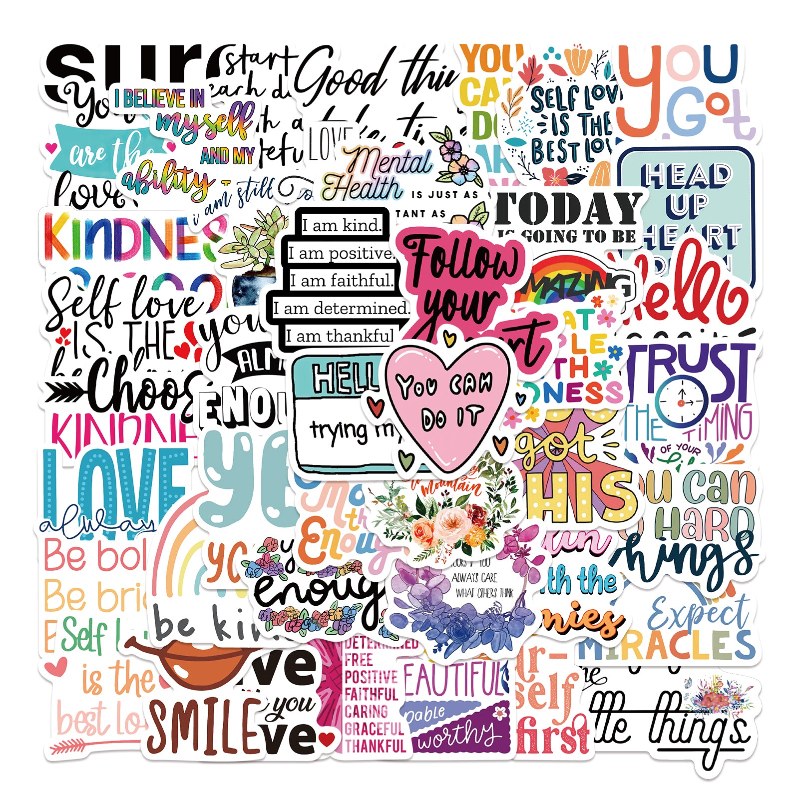 52pcs Inspirational Doodle Stickers Waterproof Laptop PC Tablet Mobile Guitar