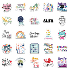 52pcs Inspirational Doodle Stickers Waterproof Laptop PC Tablet Mobile Guitar