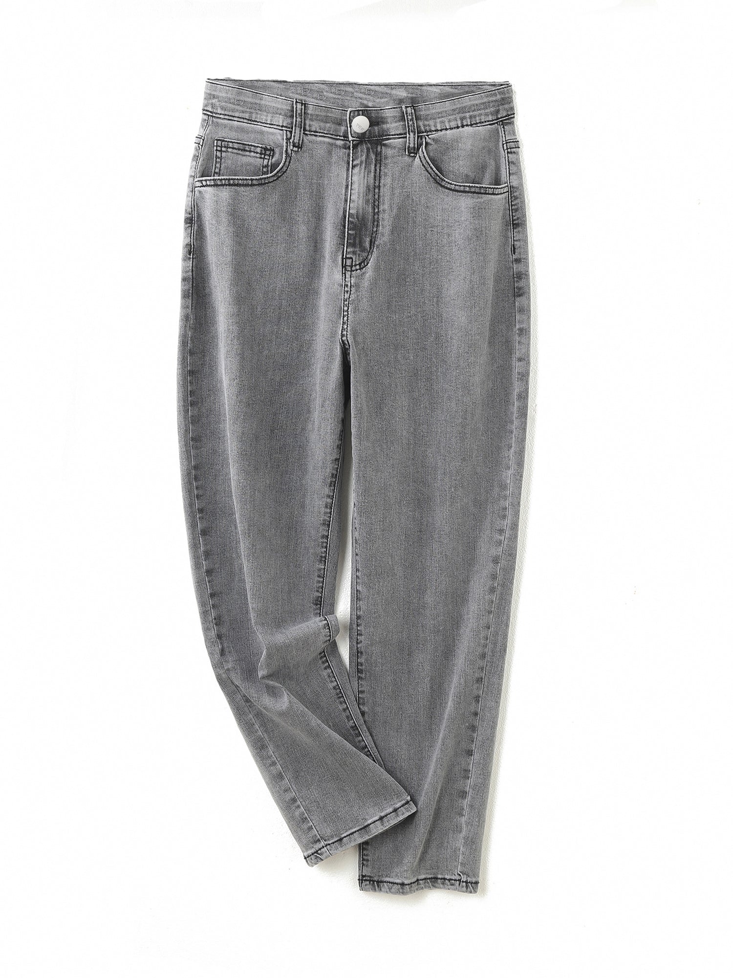 High Waisted Tapered Leg Stretch Jeans