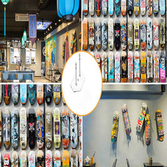 Skateboard Wall Mount Display Hanger Acrylic Vertical Horizontal Storage