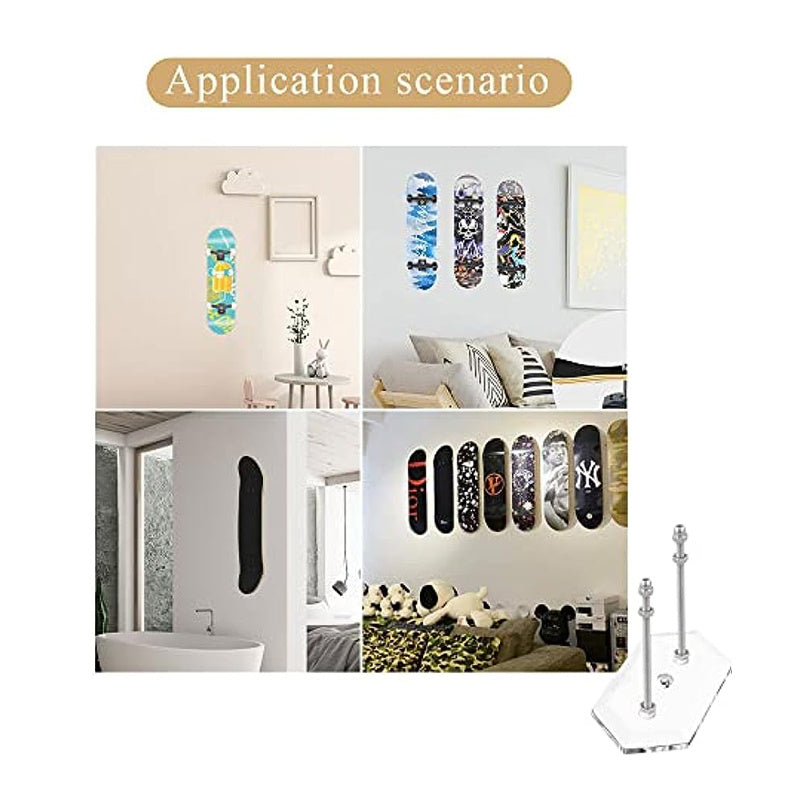 Skateboard Wall Mount Display Hanger Acrylic Vertical Horizontal Storage