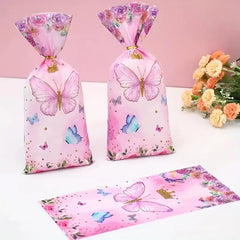 50 Pink Butterfly Party Candy Gift Bags Strawberry Packing Bag Wedding Supplies