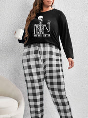 Funny Skull & Slogan Print Loungewear Set
