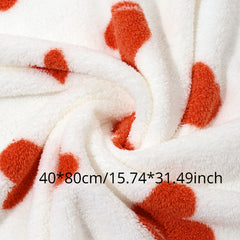 Heart Pattern Coral Velvet Hand Towel Soft Comfortable Bathroom Supplies