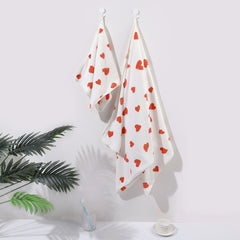 Heart Pattern Coral Velvet Hand Towel Soft Comfortable Bathroom Supplies