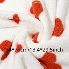 Heart Pattern Coral Velvet Hand Towel Soft Comfortable Bathroom Supplies