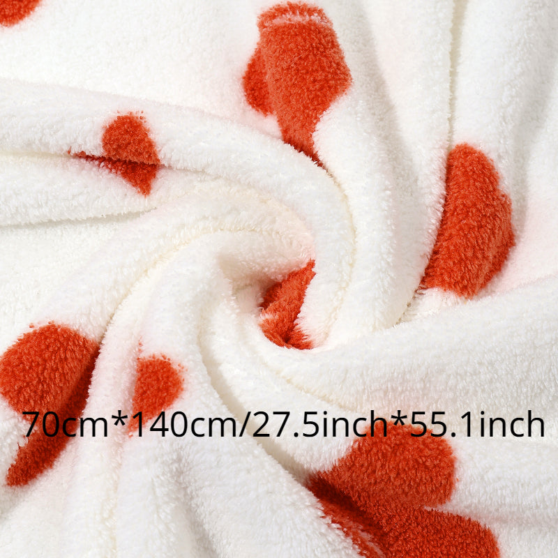 Heart Pattern Coral Velvet Hand Towel Soft Comfortable Bathroom Supplies