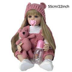 22" Lifelike Baby Reborn Doll Full Silicone Body Newborn Princess Toddler