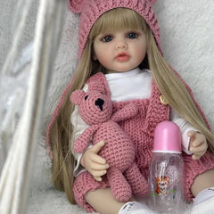 22" Lifelike Baby Reborn Doll Full Silicone Body Newborn Princess Toddler