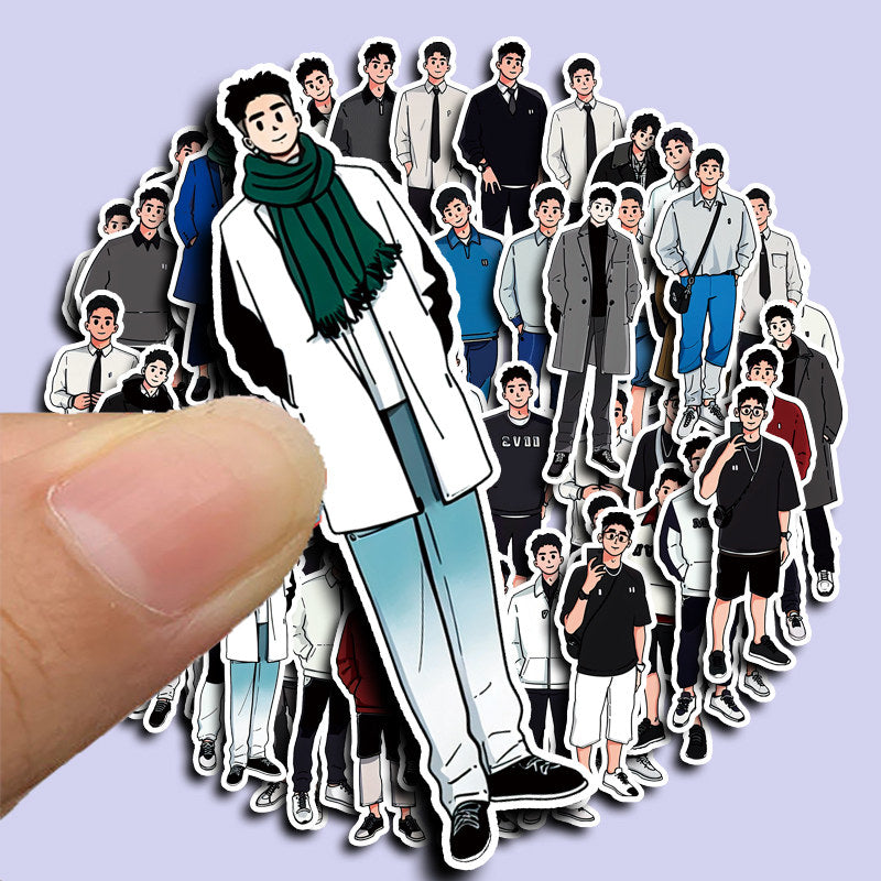 52pcs Waterproof Vinyl Boy Stickers for Water Bottle Laptops Phones
