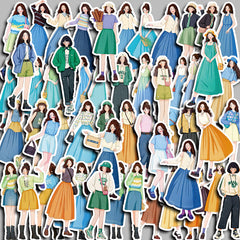 53pcs Girl Washi Stickers for DIY Scrapbook Student Stationery Arts