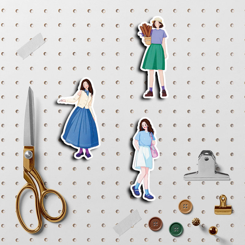 53pcs Girl Washi Stickers for DIY Scrapbook Student Stationery Arts