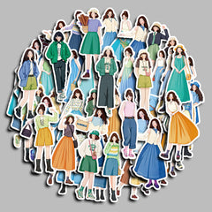53pcs Girl Washi Stickers for DIY Scrapbook Student Stationery Arts