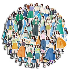53pcs Girl Washi Stickers for DIY Scrapbook Student Stationery Arts