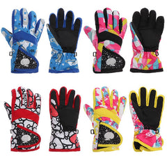 Kids Winter Skiing Gloves Long Sleeve Windproof Waterproof Mittens