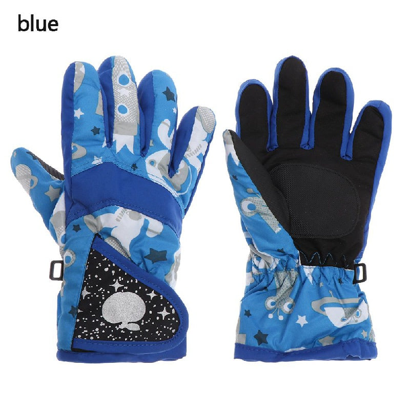 Kids Winter Skiing Gloves Long Sleeve Windproof Waterproof Mittens
