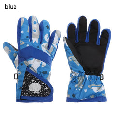 Kids Winter Skiing Gloves Long Sleeve Windproof Waterproof Mittens