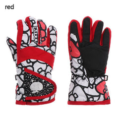 Kids Winter Skiing Gloves Long Sleeve Windproof Waterproof Mittens