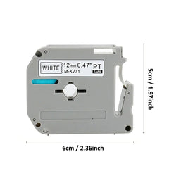 5 Pack Compatible Brother M Tape M K 231 431 531 631 731 Label Tape for PT-65