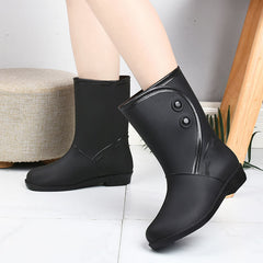 Waterproof Mid Calf Rain Boots Non Slip PVC Round Toe Thermal Shoes