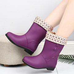 Waterproof Mid Calf Rain Boots Non Slip PVC Round Toe Thermal Shoes