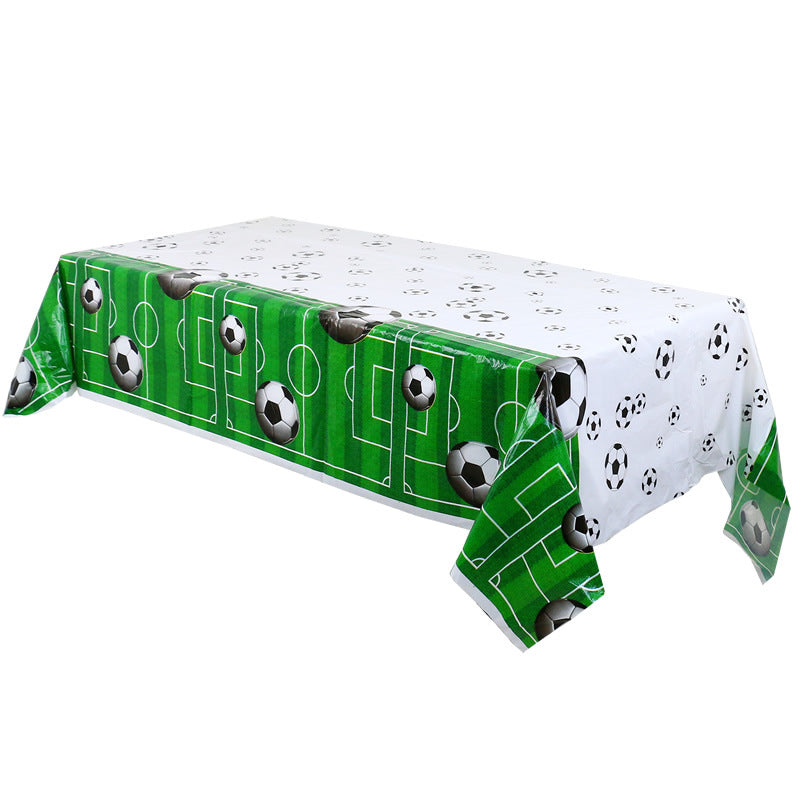 137 16X274 Christmas Rectangle Tablecloth Soccer Baseball Rugby Disposable