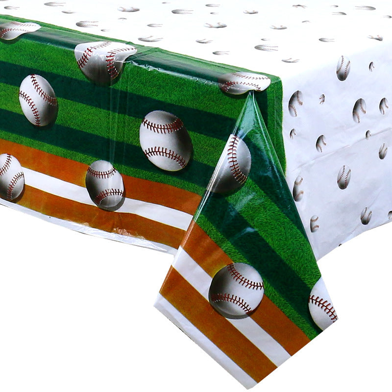 137 16X274 Christmas Rectangle Tablecloth Soccer Baseball Rugby Disposable