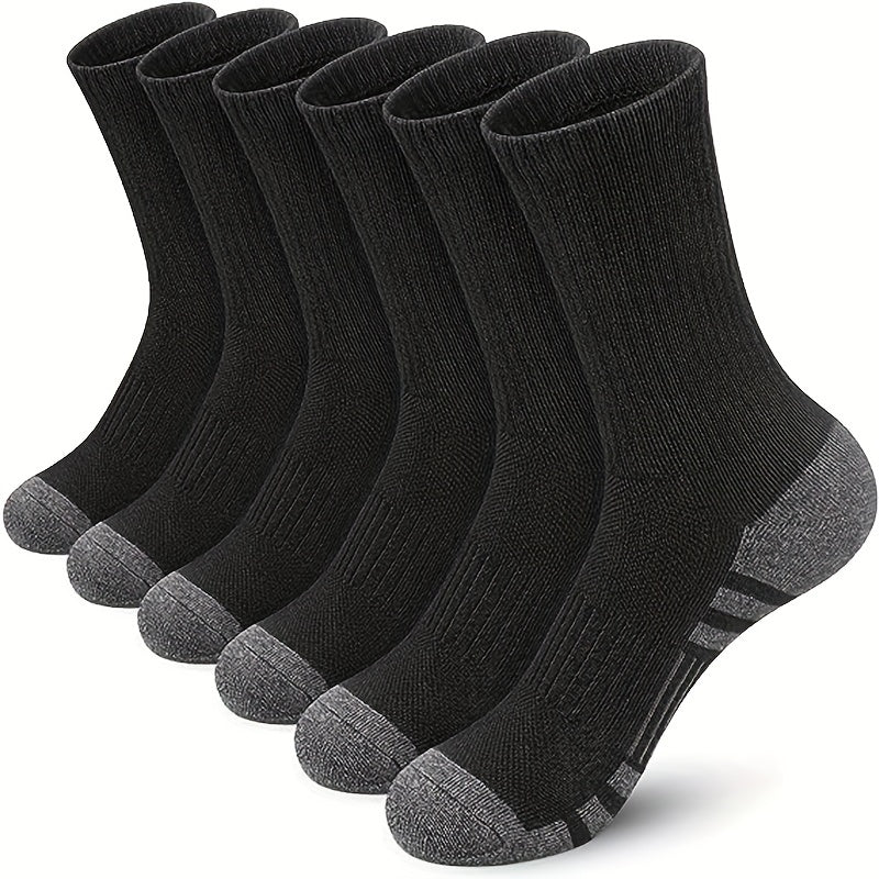 3 Pairs Sports Mid-calf Socks, Breathable & Sweat Absorbing