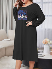 Women's Plus Size Lounge Dress - Rugby & Letter Print
