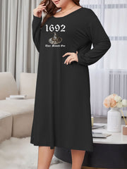 Halloween Loungewear Dress Women's Graphic Print Long Sleeve Sleep Dre