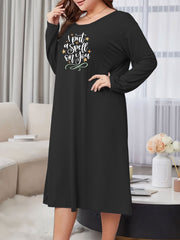 Slogan Print Long Sleeve Lounge Dress