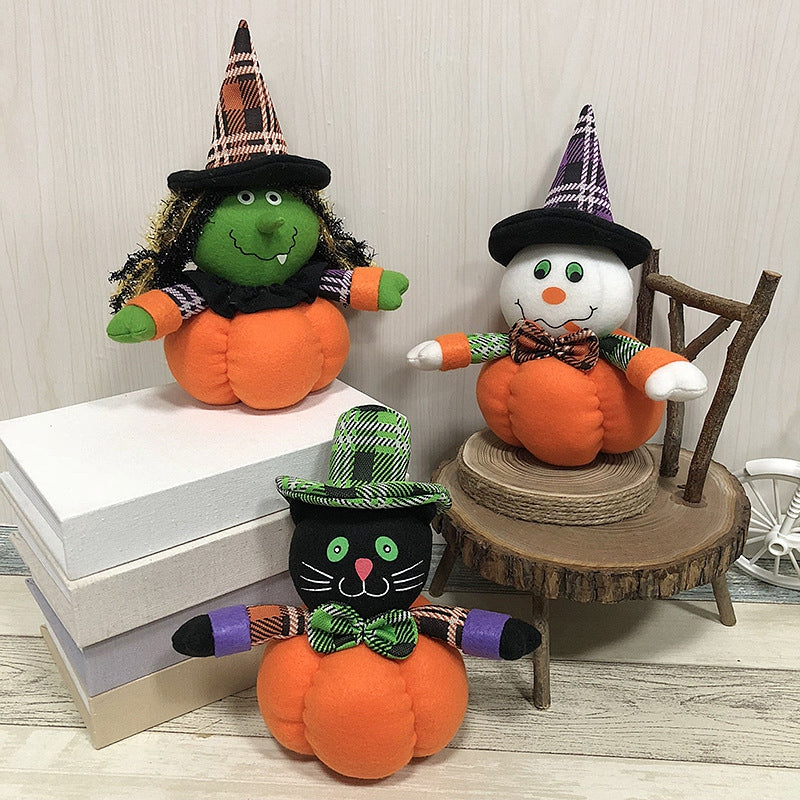 Halloween Decorative Doll Indoor Decoration Cartoon Pumpkin Doll Ghost Gift