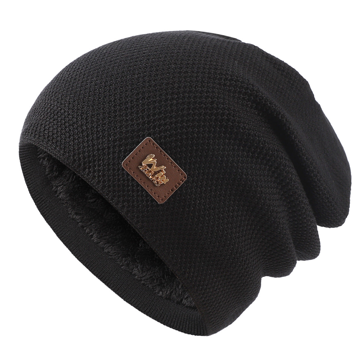 Men's Winter Wool Knit Cap Beanie with Fleece Lining