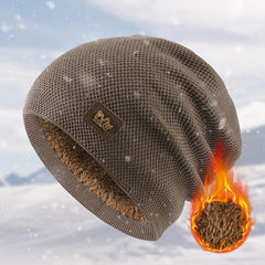 Men's Winter Wool Knit Cap Beanie with Fleece Lining