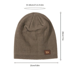 Men's Winter Wool Knit Cap Beanie with Fleece Lining