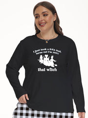 Halloween Witch Print Crew Neck Pajama Top
