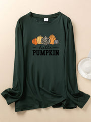 Pumpkin & Letter Print Long Sleeve Pajama Top