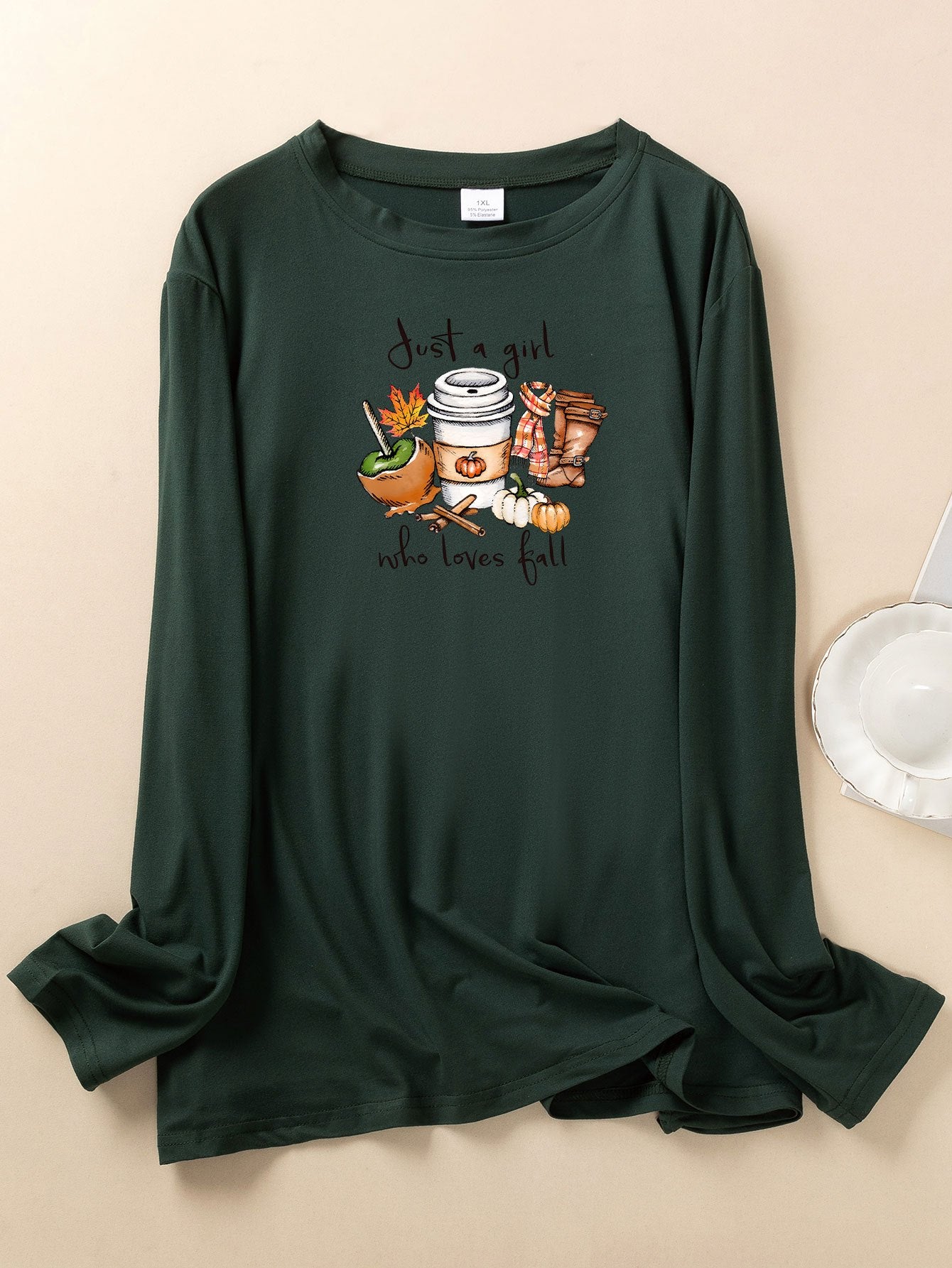 Graphic Print Long Sleeve Pajama Top