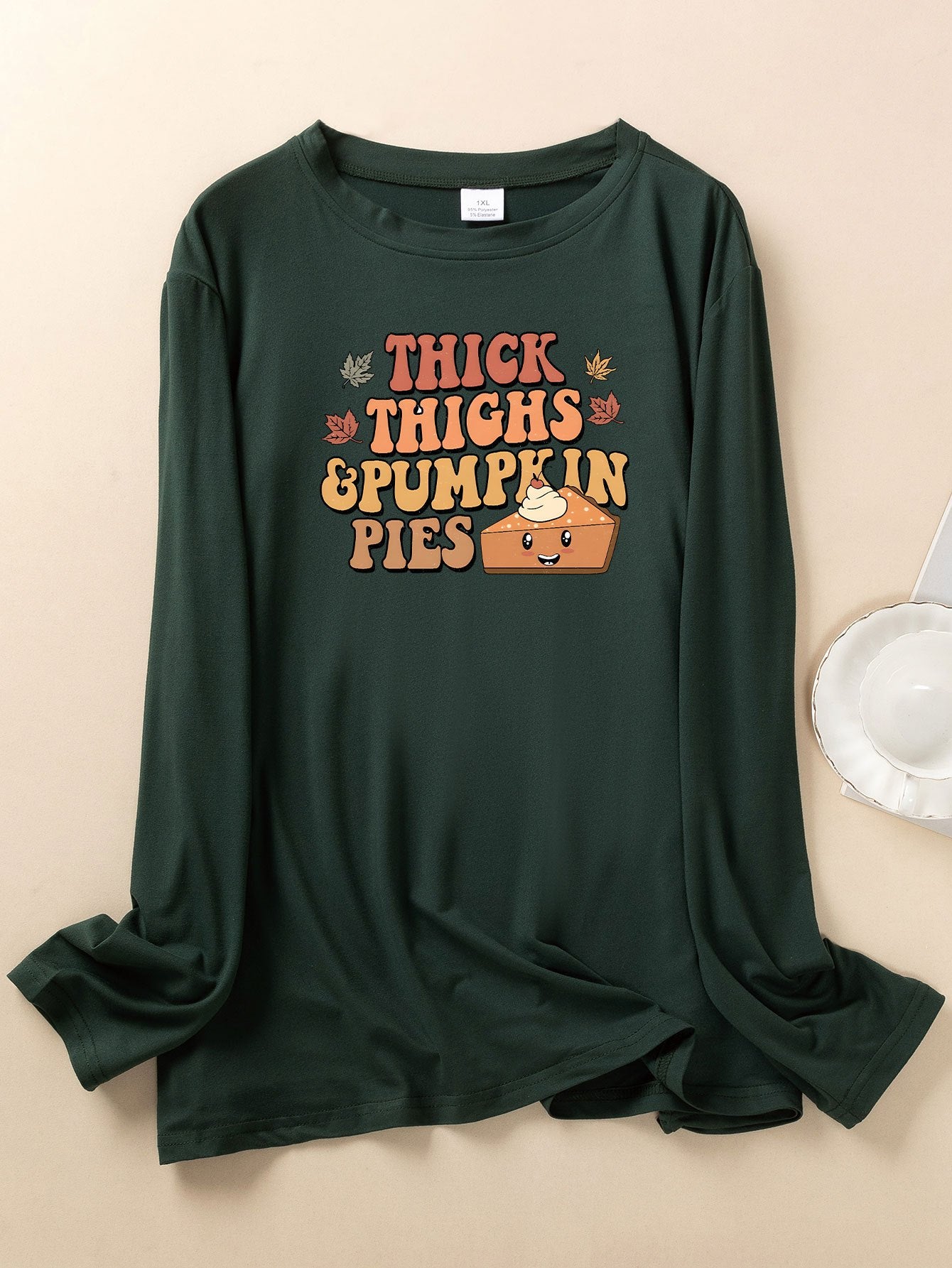 Dessert Print Lounge Top Long Sleeve Crew Neck Pajama
