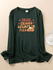 Dessert Print Lounge Top Long Sleeve Crew Neck Pajama