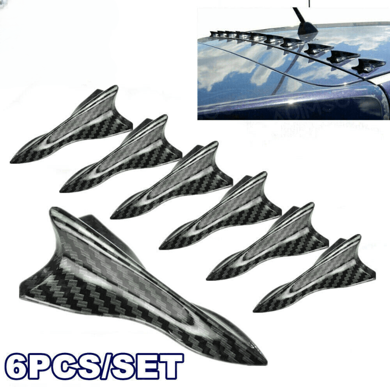6pcs Carbon Fiber Spoiler Wing Rear Sunroof Window Tail Lip Sticker