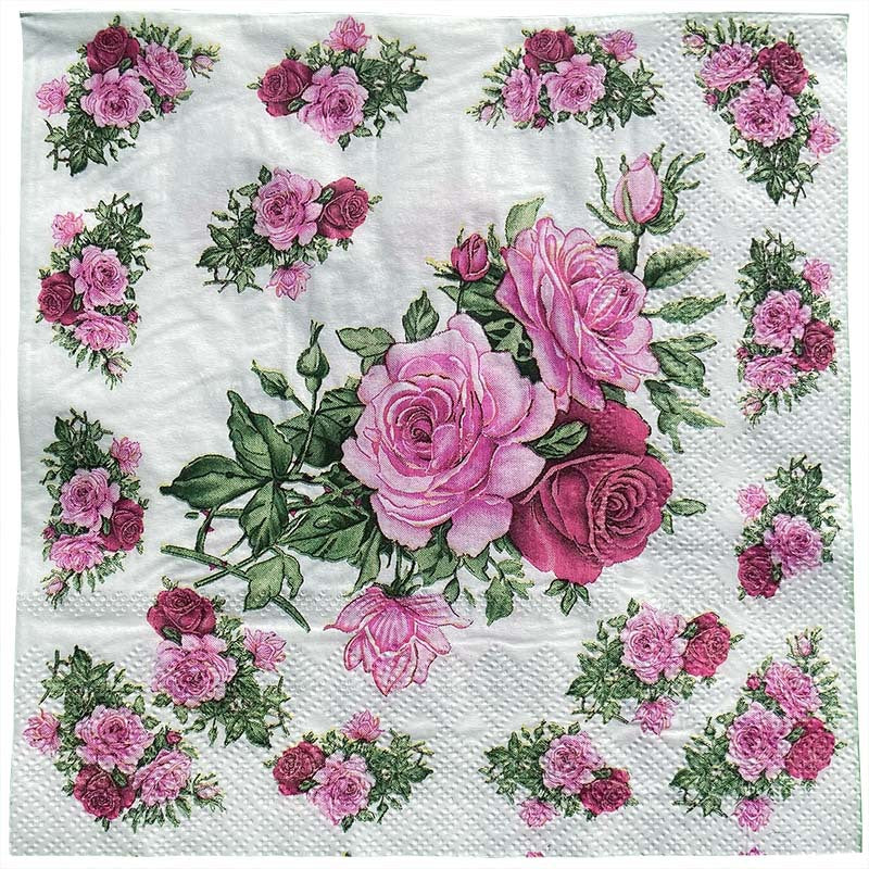 20pcs Rose Holiday Party Double Layer Napkin Colorful Printing Paper Napkin