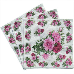 20pcs Rose Holiday Party Double Layer Napkin Colorful Printing Paper Napkin